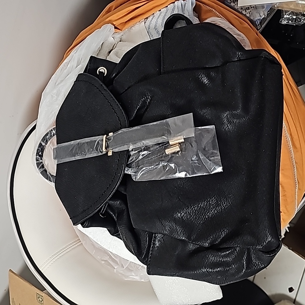 Vegan black leather baby backpack NWT